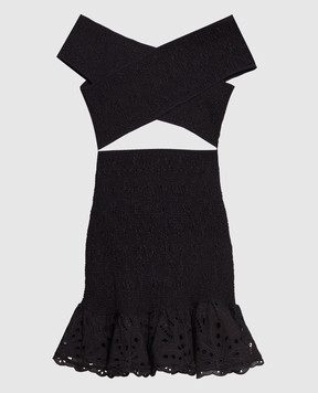 Charo Ruiz Черное платье Nella с вышивкой бродери 233618