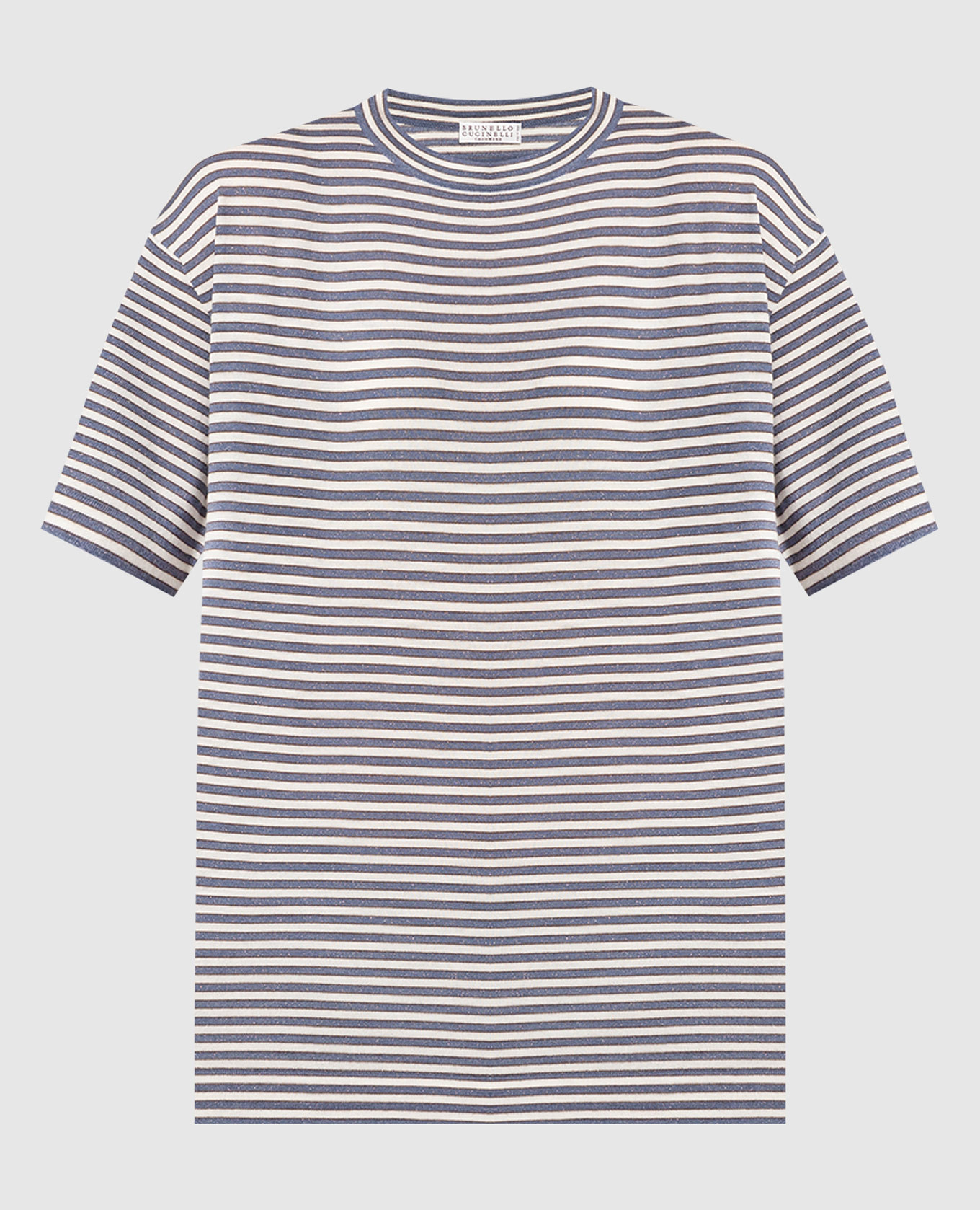 Blue striped t-shirt with lurex
