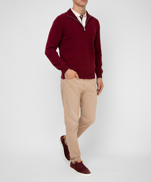 Brunello Cucinelli Бордове поло з вовни, кашеміру і шовку M3600124 зображення 2