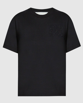 Palm Angels Черная футболка Statement с вышивкой логотипа PWAA044R24JER001