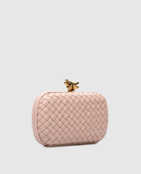 Bottega Veneta Бежевый кожаный клатч Knot 717622V01D1