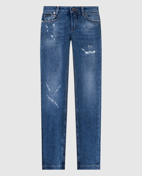 Dolce&Gabbana Сині джинси-скіні з проріхами з логотипом FTAH7DG8KR0