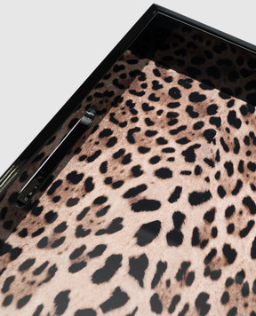 Dolce&Gabbana Черный деревянный поднос с леопардовым принтом TC0107TCAIL