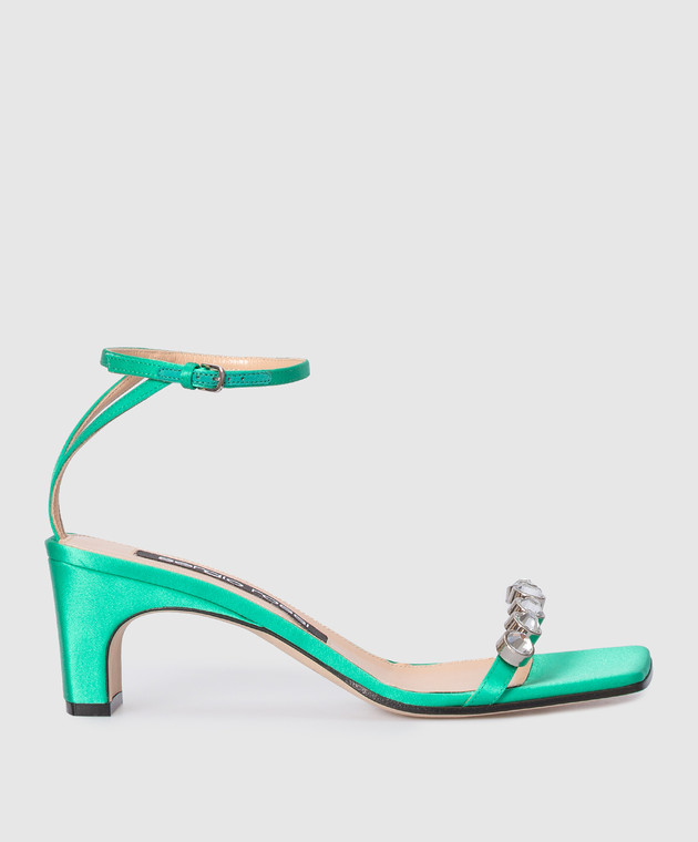 Sergio Rossi Green sandals with crystals A81090MFN174