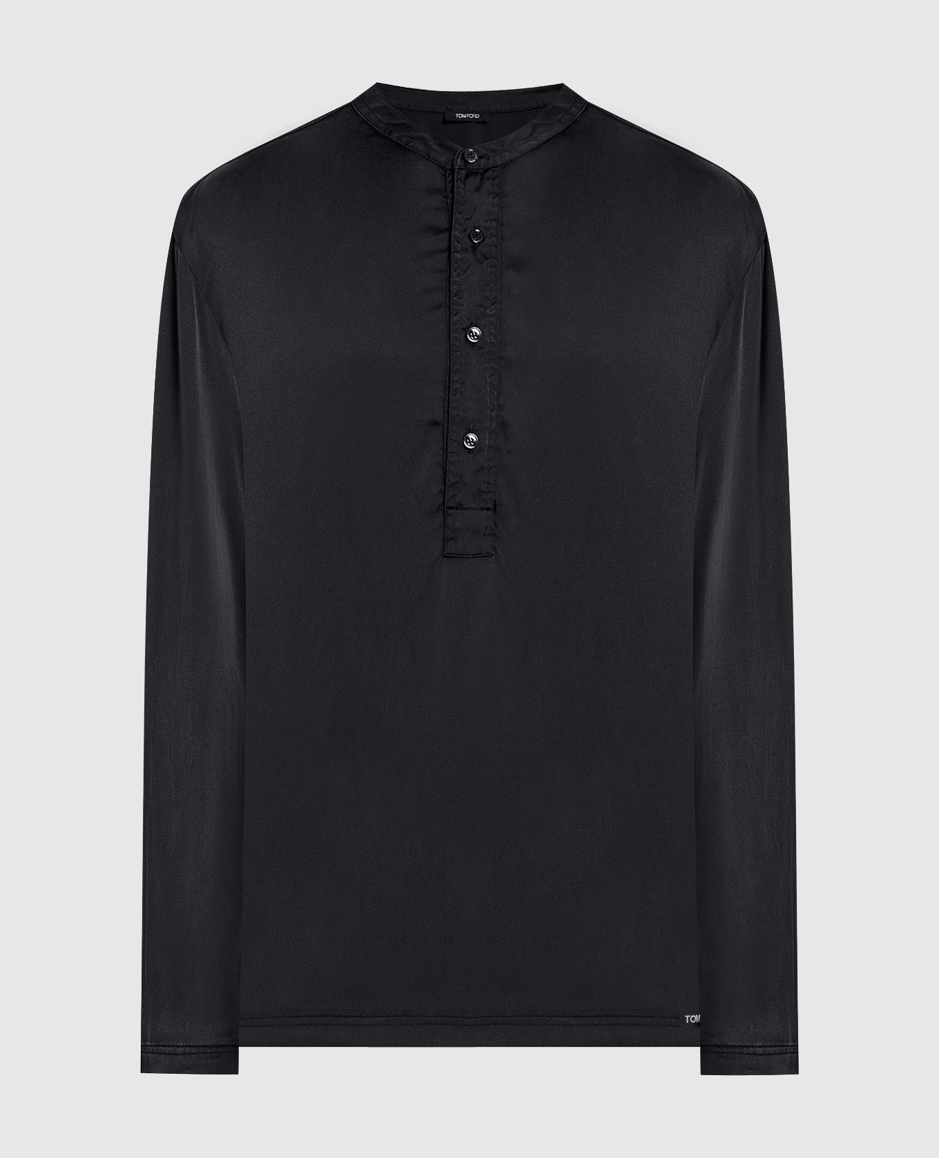 Черная пижамная рубашка из шелка
