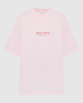 Vetements Розовая футболка с фактурным логотипом UE64TR150P