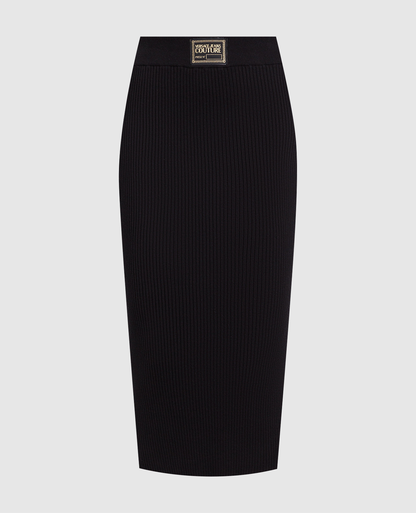 

Черная юбка в рубчик с патчем логотипа, Черный, Юбки прямые