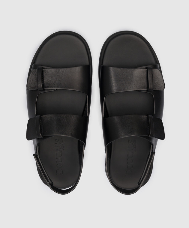 Doucal's Black leather sandals DU3030MYKOUF055 изображение 4