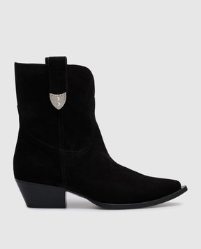 Babe Pay Pls Paris black suede boots with metal details PARISVELOUR