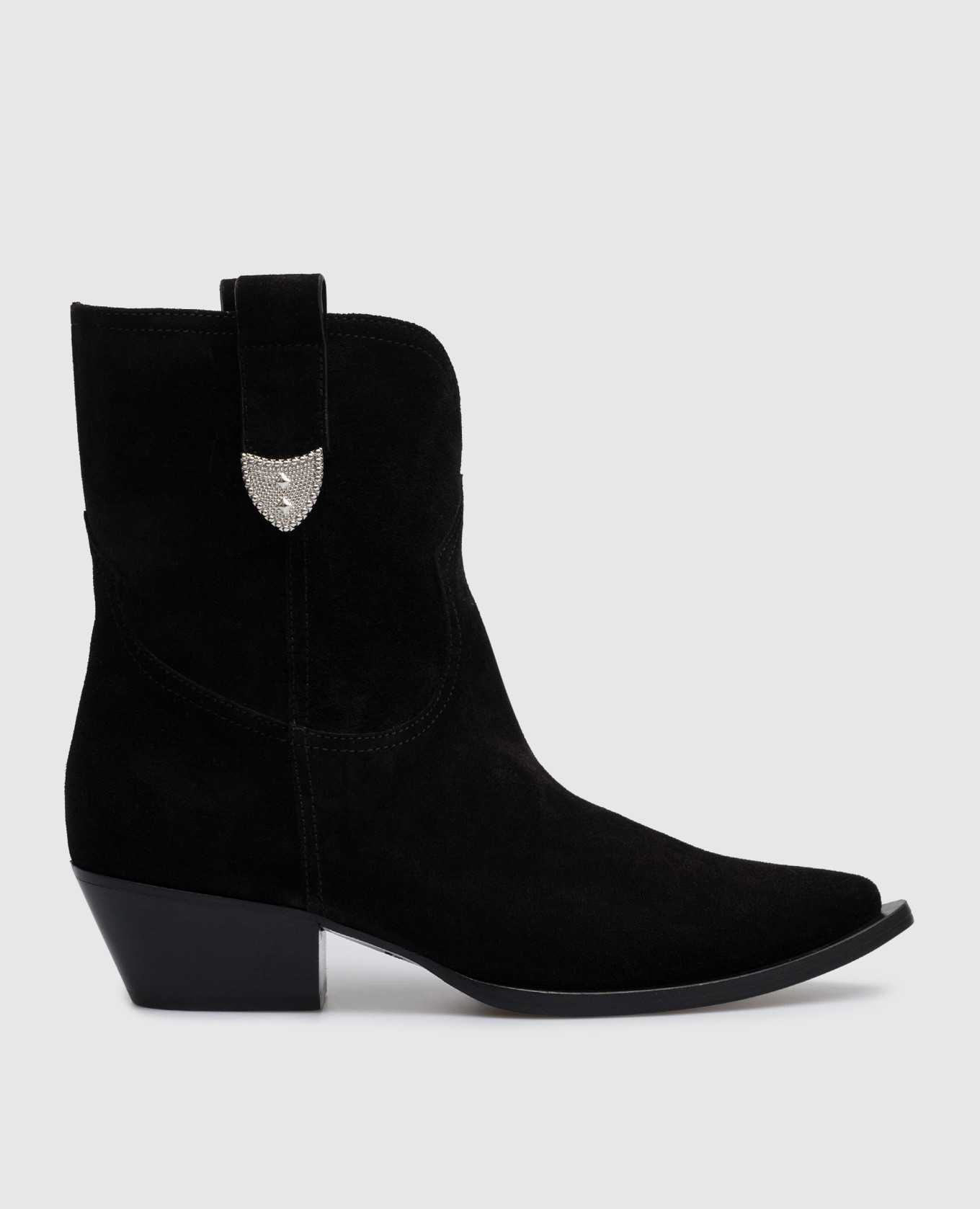 Paris black suede boots with metal details