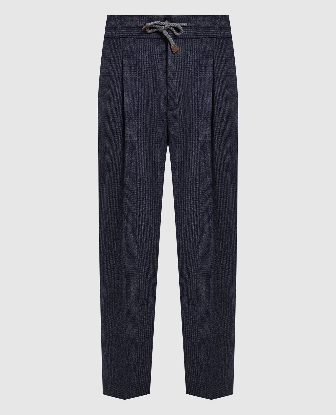 Navy check wool trousers