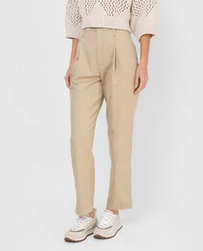 Brunello Cucinelli Бежевые брюки с высокой посадкой MA130P7982