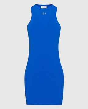Off-White Синее платье Rowing с принтом логотипа OWDB463S24JER001