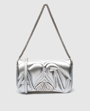 Alexander McQueen Серебряная стеганная сумка Small Seal с металлическим логотипом 7573751BL0I