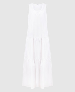 Peserico Белое платье макси с цепочкой мониль S0280801979