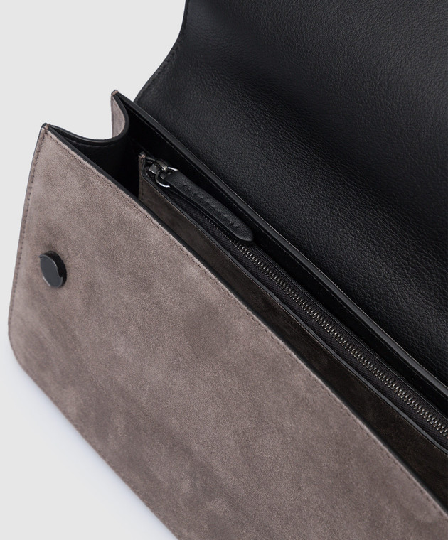 Brunello Cucinelli Темно-сіра замшева сумка-месенджер з ланцюжком моніль MBDLD2439P зображення 4