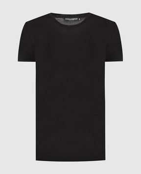 Dolce&Gabbana Чорна футболка з вовни F8H32TFU7L1
