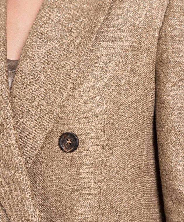 Brunello Cucinelli Brown double-breasted jacket made of linen with lurex MH5862442 изображение 5