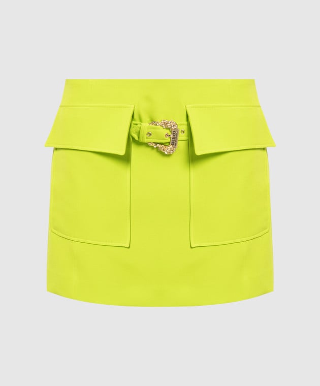 Versace Jeans Couture Green mini skirt with a baroque buckle 74HAE819N0103