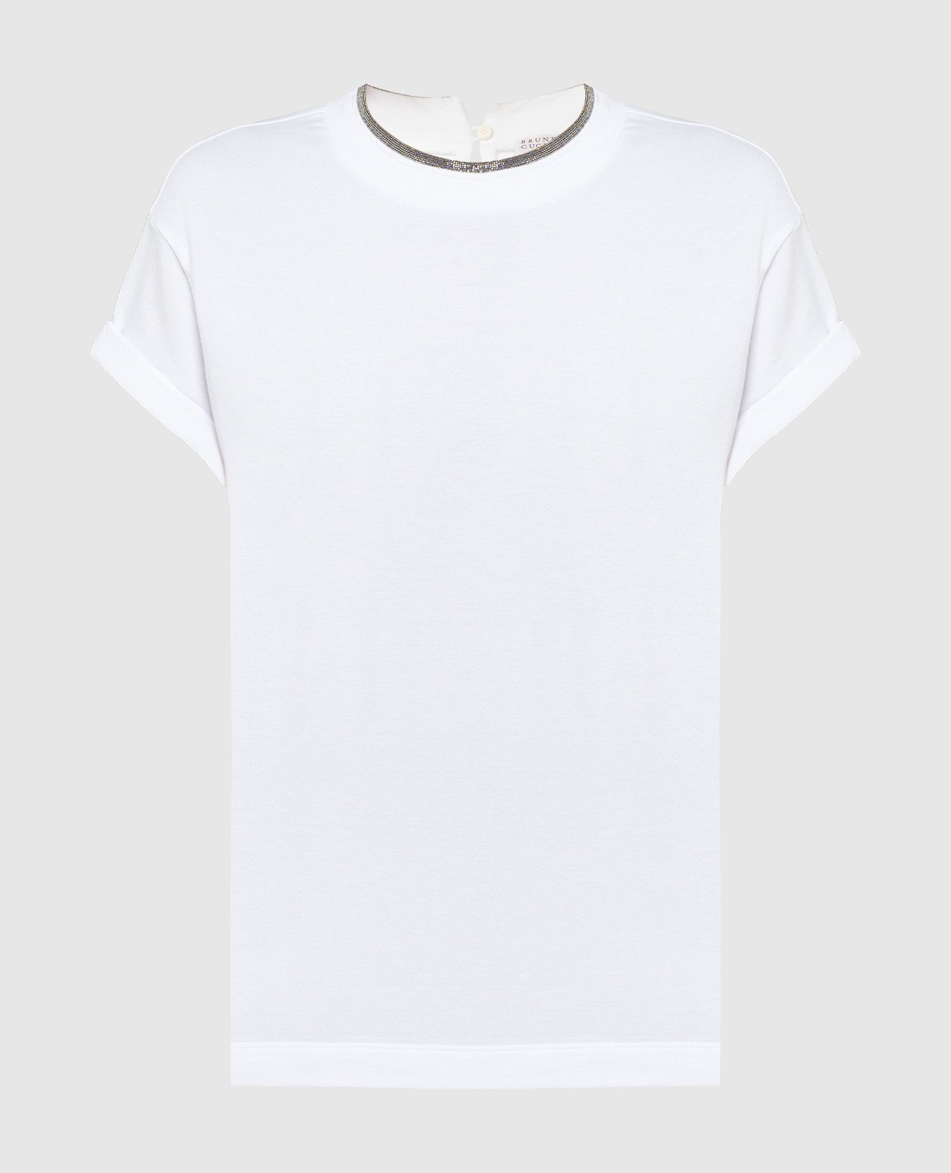 Белая футболка с цепочкой мониль из эколатуни