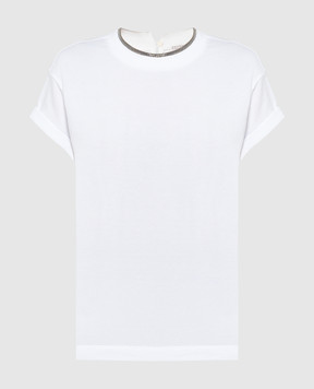 Brunello Cucinelli Біла футболка з ланцюжком моніль з еколатуні M0T18BD200
