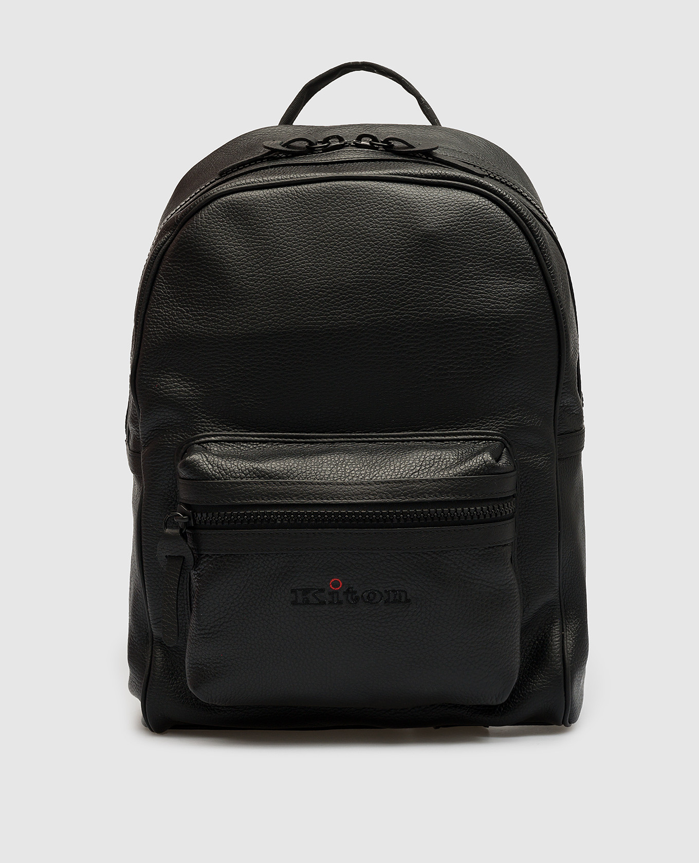 Черный кожаный рюкзак с логотипом