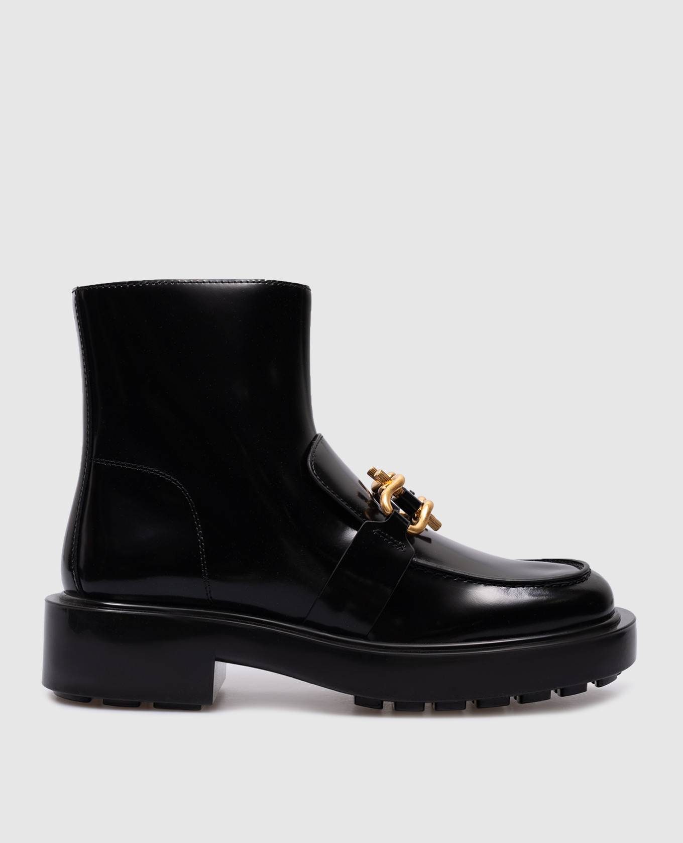 Черные кожаные ботинки Monsieur с металлическим декором