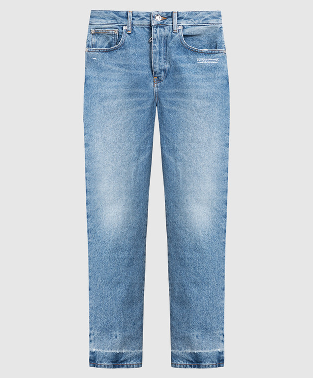 Off-White Блакитні джинси ефектом потертості OWYA032C99DEN005