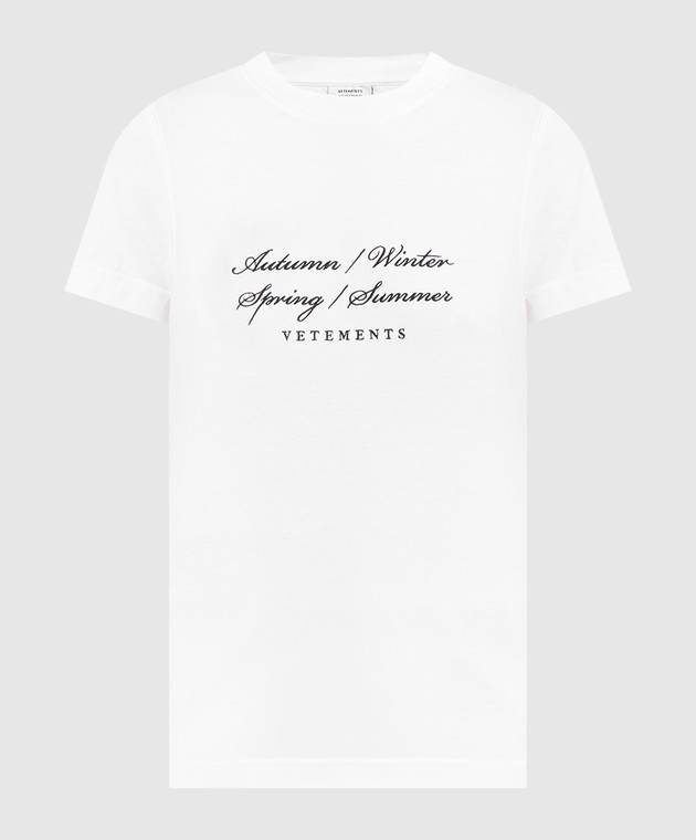 Vetements White t-shirt with logo embroidery WE54TR100W
