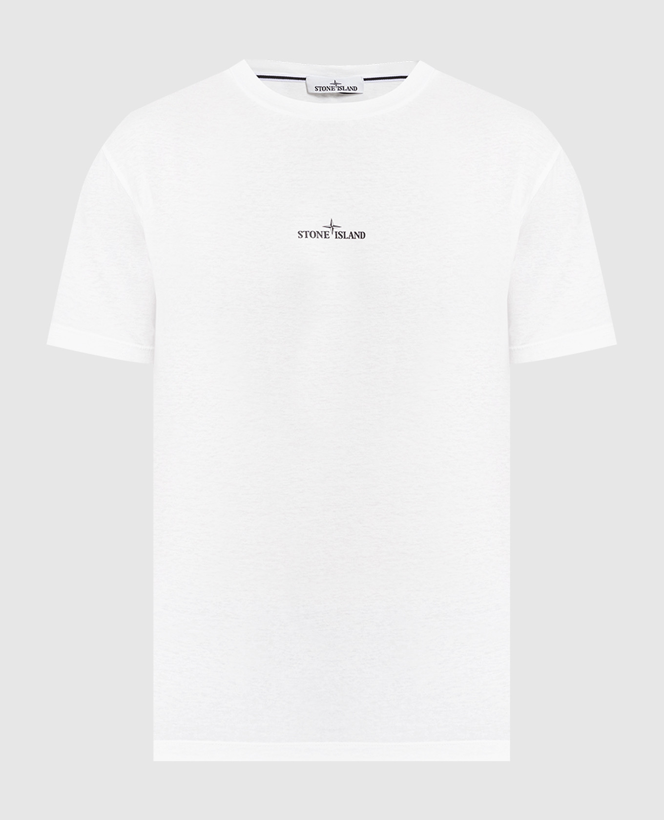 Stone Island - White t-shirt with Institutional One print and logo ...