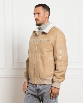 Brunello Cucinelli Бежевая дубленка с кашемиром MPMPC1886