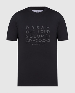 Brunello Cucinelli Черная футболка с принтом Dream out loud M0T618421