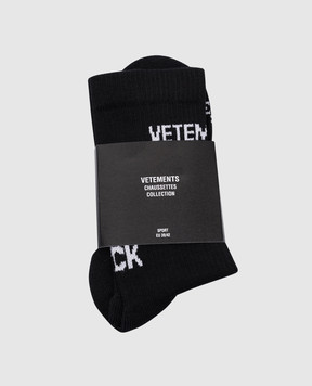 Vetements Чорні шкарпетки з контрастним логотипом UE64SO141B