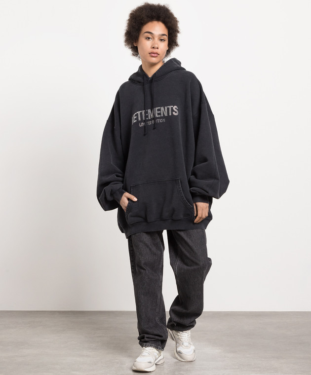 Vetements Gray hoodie with crystals UE54HD240B image 2