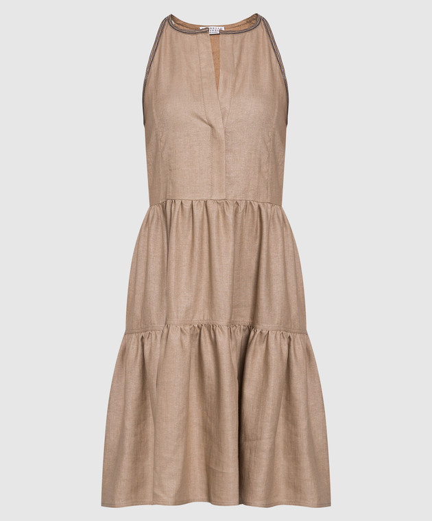 Brunello Cucinelli Бежева сукня з ланцюжками з еколатуні MH135A4884