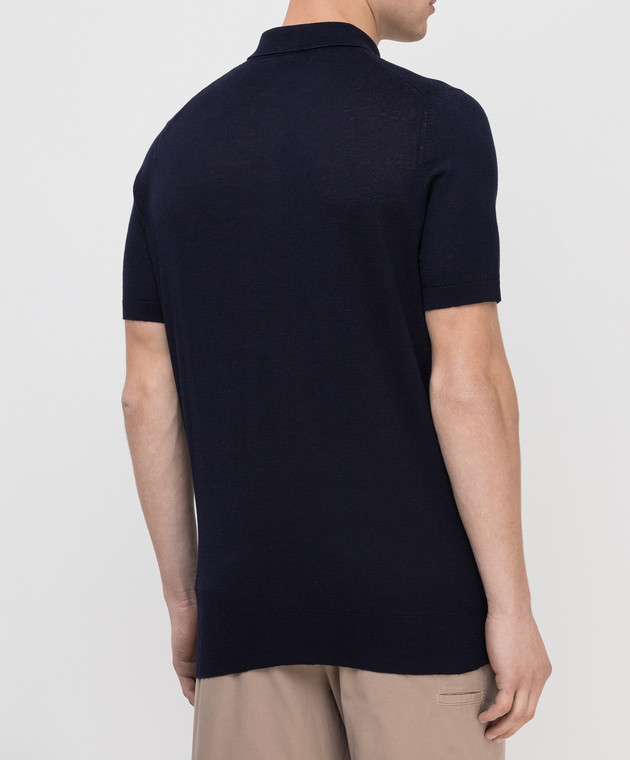 Brunello Cucinelli Темно-синее поло из льна M2L14105 изображение 4
