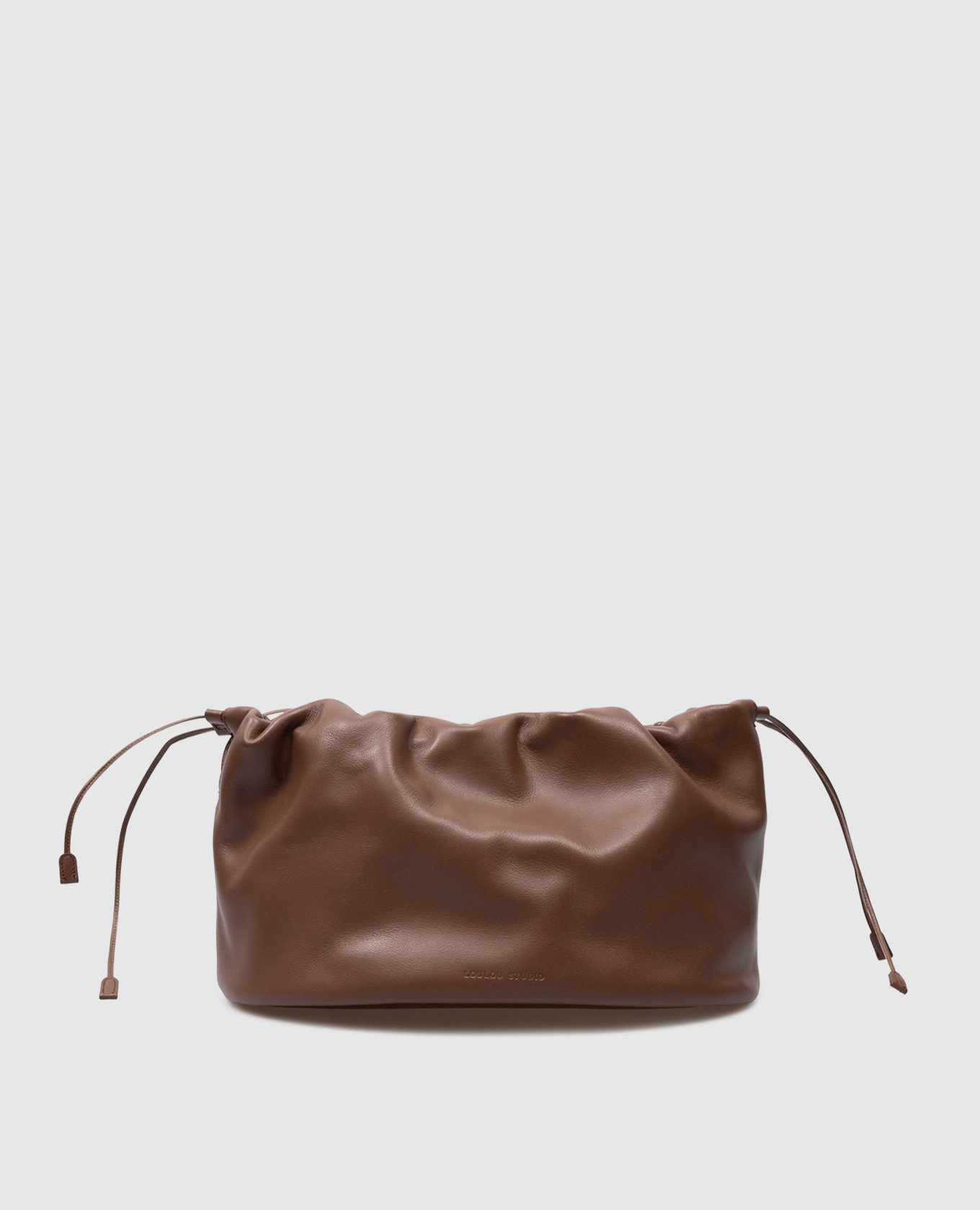 LOU brown leather satchel bag with logo