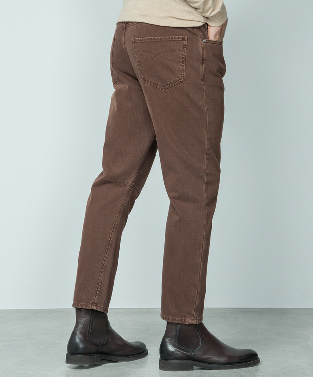 Brunello Cucinelli Коричневые джинсы с логотипом M051KX1290 изображение 4