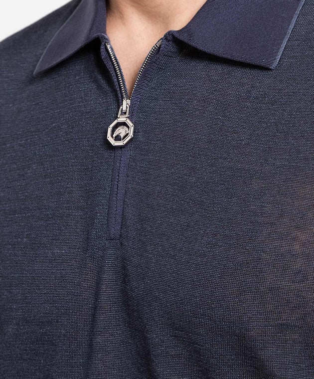 Stefano Ricci Blue linen and silk polo shirt K616328P31F23241 image 5