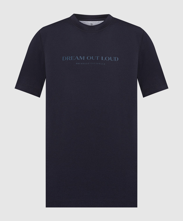 Brunello Cucinelli Blue t-shirt with Dream out loud print M0T618441