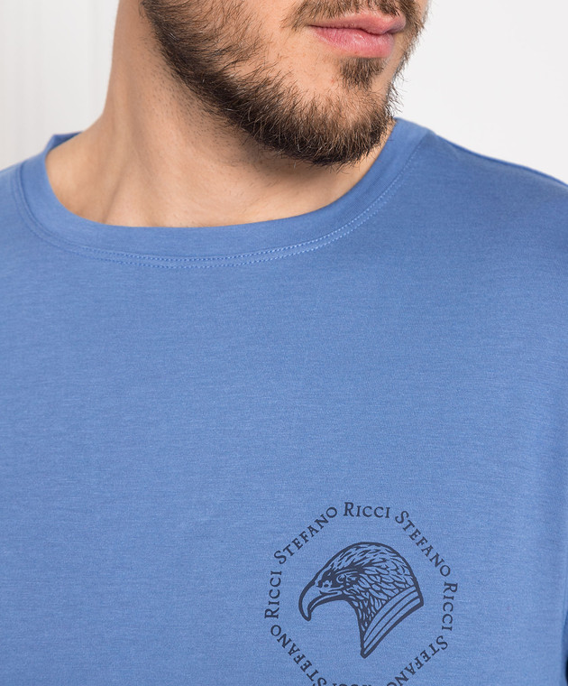 Stefano Ricci Блакитна футболка з принтом логотипу MNH3102130803 зображення 5