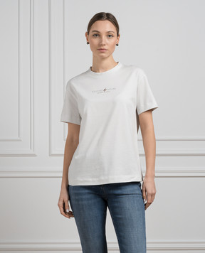 Brunello Cucinelli Біла футболка Nature з ланцюжком моніль M0A45EI600