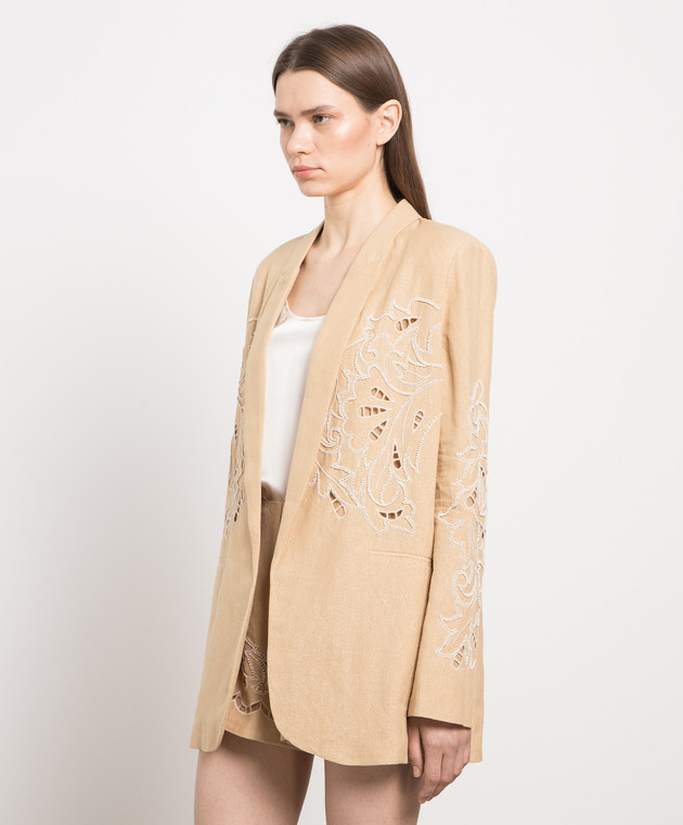 Twinset Brown jacket with embroidery and lurex 231TT2381 image 3