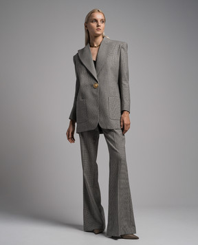 Balmain Сірий жакет з вовни в клітинку BF1SF040WB85