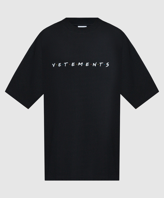 Vetements Black t-shirt with logo embroidery UE54TR270B