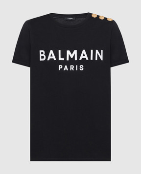 Balmain Черная футболка с логотипом BF1EF005BB02