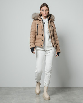 Moncler Grenoble Коричневый пуховик Beverley с мехом лисы 1A000415399E