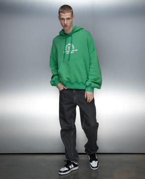 Off-White Зеленые худи с принтом логотипа OMBB118S24FLE004