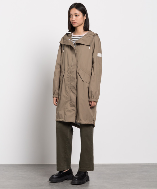 Yves Salomon Army Dark beige raincoat with logo patch 22EFM02690M25W image 3