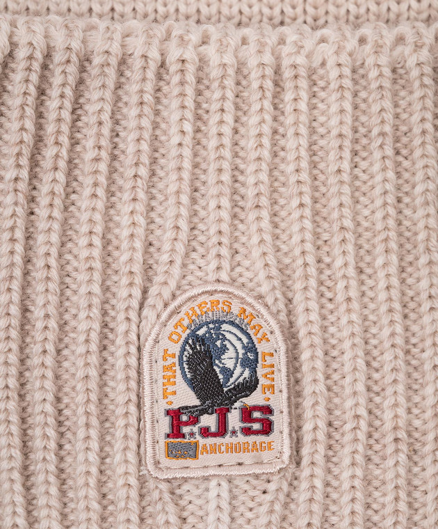 Parajumpers Basic beige wool cap with logo patch 23WPAACHA10 image 4